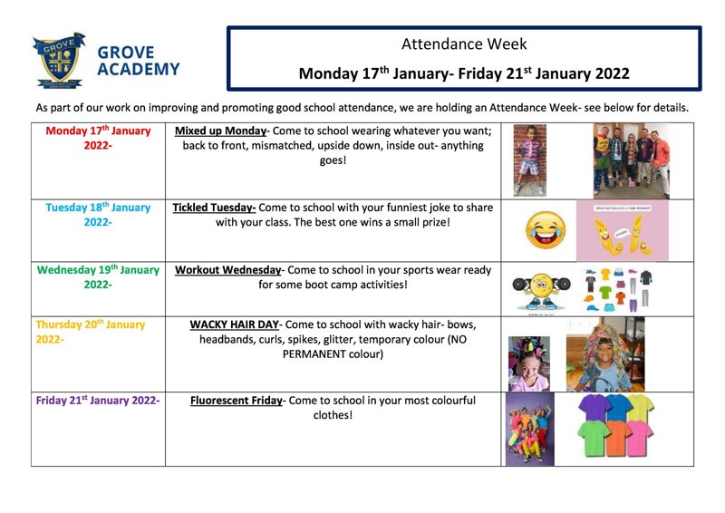 Image of Attendance Week - 17th January - 21st January